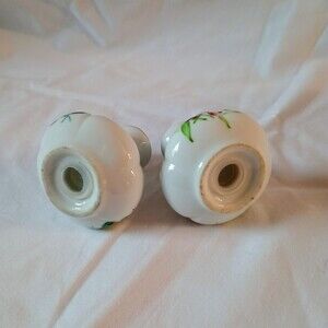 Vintage Floral Salt Shakers White Glass Cute